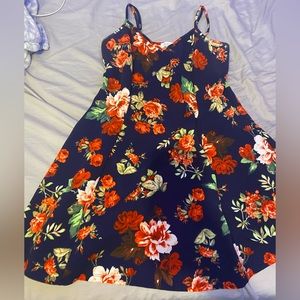 Ambiance Apparal Floral Navy Dress X-LARGE